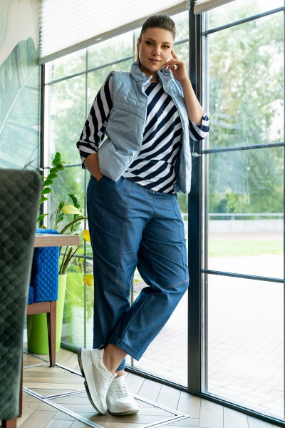 Жилет демисезонный с застёжкой на тесьму-молнию Andina 1013 голубой - фото 7