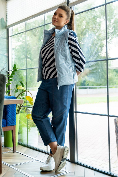 Жилет демисезонный с застёжкой на тесьму-молнию Andina 1013 голубой - фото 6