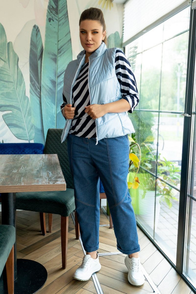 Жилет демисезонный с застёжкой на тесьму-молнию Andina 1013 голубой - фото 5