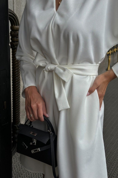 Платье оверсайз в стиле casual с V-образным вырезом Ice VERONIKA ПЛ-18 молочный - фото 6