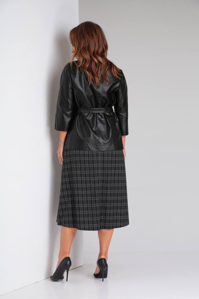 Комплект из блузы из экокожи и юбки с карманами TVIN 7718 - фото 5