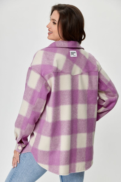 Рубашка из мягкого текстиля в крупную клетку Michel chic 777 розовый-клетка - фото 6