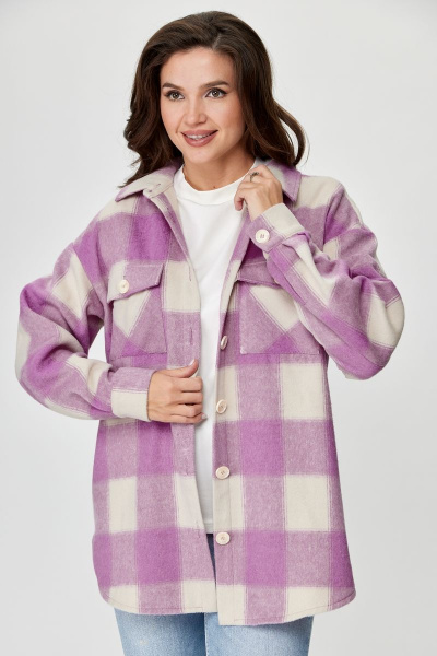 Рубашка из мягкого текстиля в крупную клетку Michel chic 777 розовый-клетка - фото 2