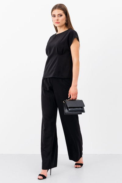 Широкие брюки из струящейся ткани на каждый день Ketty К-10760 черный - фото 2