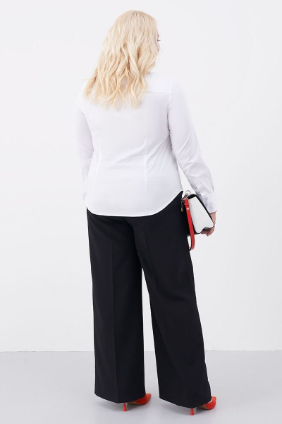 Белая приталенная рубашка из хлопка для офиса Ketty К-11640 белый - фото 5