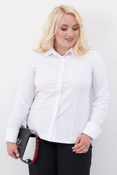 Белая приталенная рубашка из хлопка для офиса Ketty К-11640 белый - фото 4