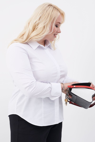 Белая приталенная рубашка из хлопка для офиса Ketty К-11640 белый - фото 2