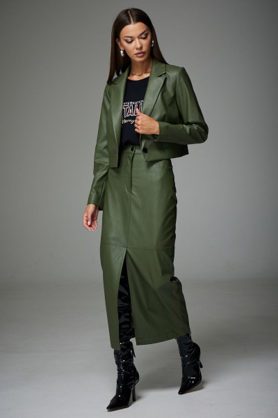 Жакет, юбка N.O.W. 1320 темная_олива - фото 6