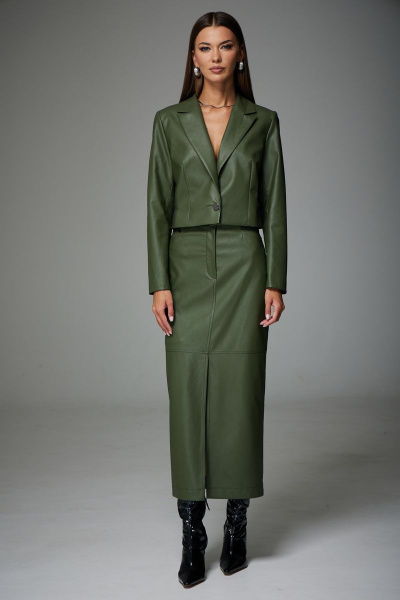 Жакет, юбка N.O.W. 1320 темная_олива - фото 5