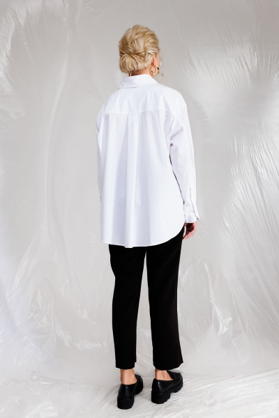 Объемная хлопковая блузка с разрезами и карманами KOKOdea 211440.1 белый - фото 4