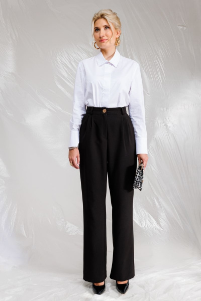 Элегантные брюки с высокой посадкой и складками KOKOdea 211960.1 черный - фото 1