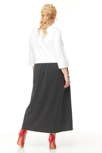 Черное oversize платье с вышивкой и карманами для стильных образов OVERYOU М116 черно-белый - фото 8