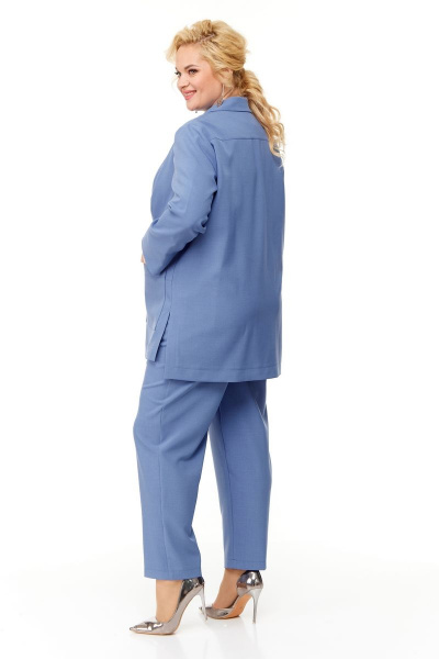 Синий костюм с жакетом и брюками для деловых образов OVERYOU М124/1 джинсовый - фото 8