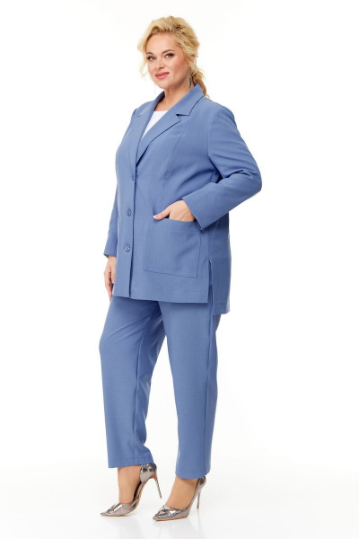 Синий костюм с жакетом и брюками для деловых образов OVERYOU М124/1 джинсовый - фото 4