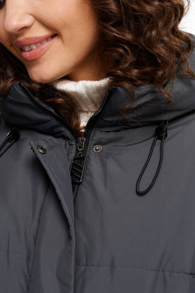 Куртка демисезонная прямого силуэта на синтепоне холлофайбер Beautiful&Free 6088 графит - фото 9