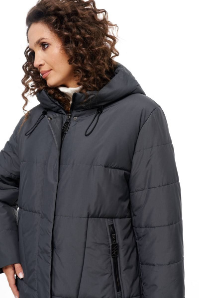 Куртка демисезонная прямого силуэта на синтепоне холлофайбер Beautiful&Free 6088 графит - фото 8