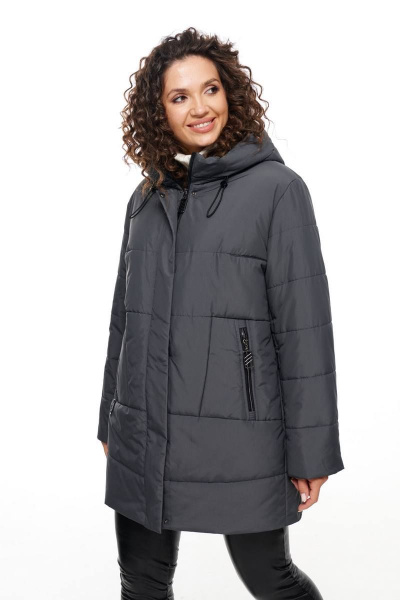 Куртка демисезонная прямого силуэта на синтепоне холлофайбер Beautiful&Free 6088 графит - фото 6