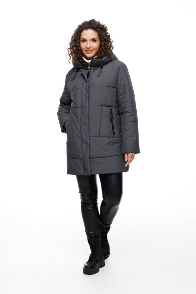 Куртка демисезонная прямого силуэта на синтепоне холлофайбер Beautiful&Free 6088 графит - фото 2