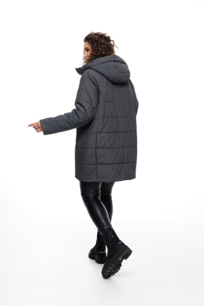 Куртка демисезонная прямого силуэта на синтепоне холлофайбер Beautiful&Free 6088 графит - фото 5