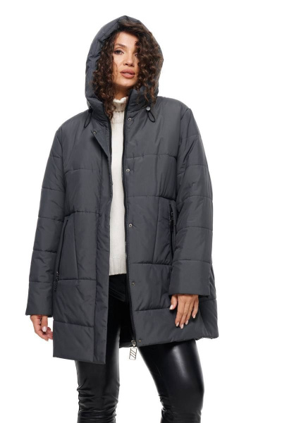 Куртка демисезонная прямого силуэта на синтепоне холлофайбер Beautiful&Free 6088 графит - фото 7