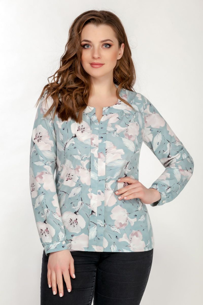 Блуза голубая из вискозы для летнего повседневного образа Медея и К 2031 - фото 1