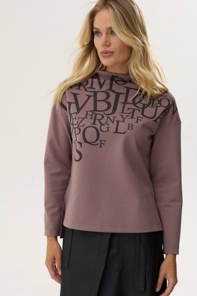 Джемпер из трикотажа с дизайнерской печатью, удлиненной спинкой и разрезами Lyushe 3554 - фото 10