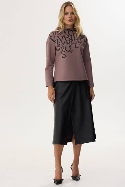 Джемпер из трикотажа с дизайнерской печатью, удлиненной спинкой и разрезами Lyushe 3554 - фото 8