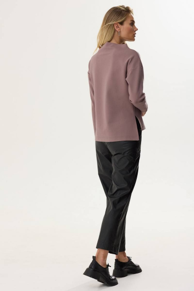 Джемпер из трикотажа с дизайнерской печатью, удлиненной спинкой и разрезами Lyushe 3554 - фото 7