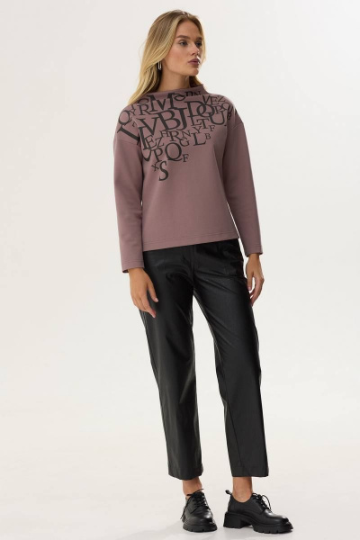 Джемпер из трикотажа с дизайнерской печатью, удлиненной спинкой и разрезами Lyushe 3554 - фото 6