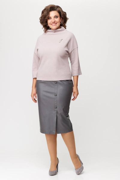 Джемпер, юбка Karina deLux M-1164 пудра/серый - фото 1