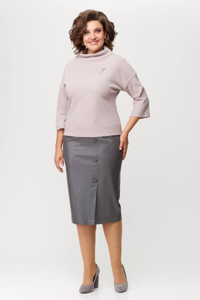 Джемпер, юбка Karina deLux M-1164 пудра/серый - фото 2