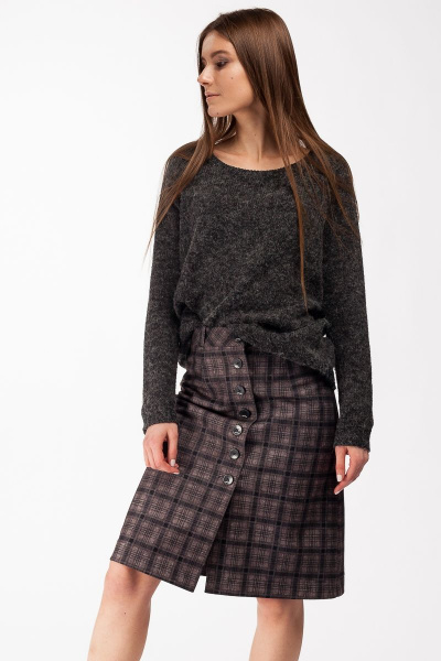 Длинная трапециевидная юбка из мягкой ткани с пуговицами Manika Belle 128А04/1 - фото 1