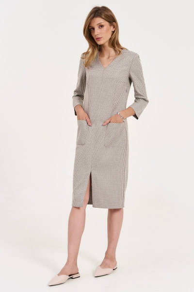 Платье с накладными карманами и разрезом по переду LeNata 11338 лапка - фото 5