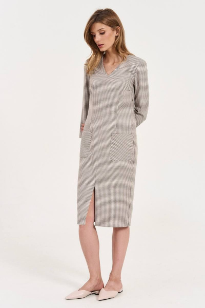 Платье с накладными карманами и разрезом по переду LeNata 11338 лапка - фото 4