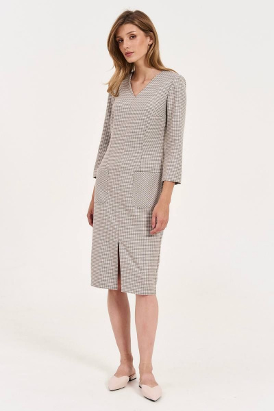 Платье с накладными карманами и разрезом по переду LeNata 11338 лапка - фото 3