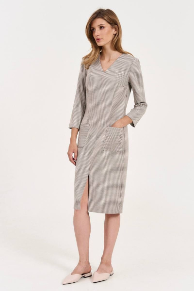 Платье с накладными карманами и разрезом по переду LeNata 11338 лапка - фото 2