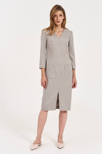 Платье с накладными карманами и разрезом по переду LeNata 11338 лапка - фото 1