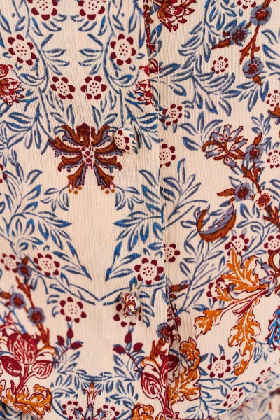 Платье свободного кроя с воланами и разрезом LeNata 11354 рисунок-на-бежевом - фото 7