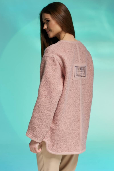 Розовый утепленный жакет из имитации каракуля Faufilure C571 розовый - фото 3