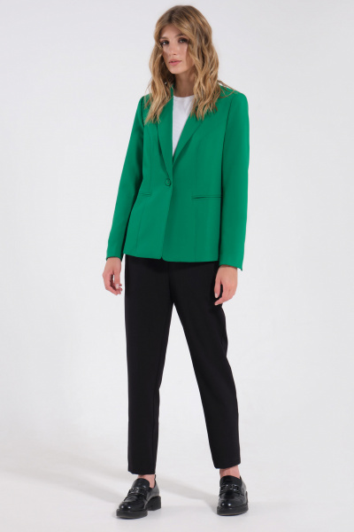 Зеленый полуприлегающий жакет из текстиля Панда 150830w зеленый - фото 1
