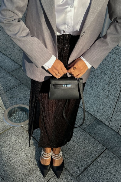 Юбка с пайетками и разрезом сбоку длиной 97 см THE.WOMAN 0114 черный - фото 5