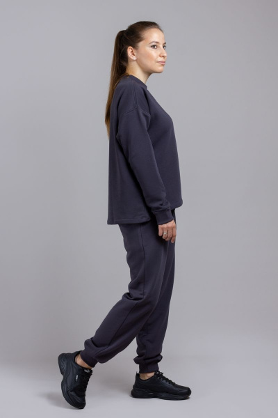 Демисезонный свитшот оверсайз из трикотажа хлопка Mirolia 1199 графит - фото 5