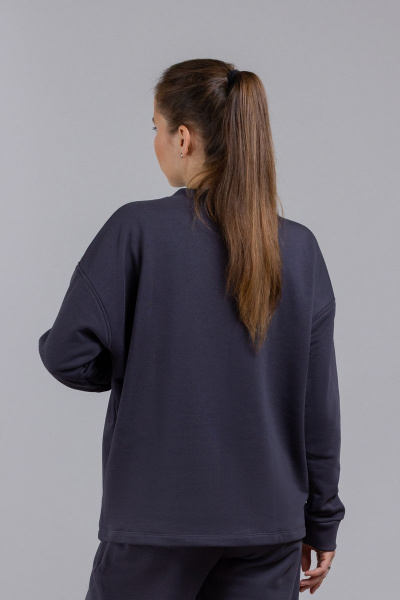 Демисезонный свитшот оверсайз из трикотажа хлопка Mirolia 1199 графит - фото 3