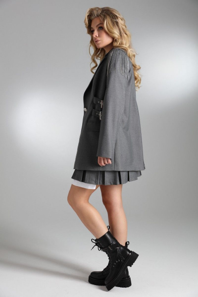 Комбинированный серый костюм из текстильных материалов LM СК6008 - фото 10