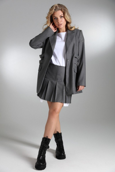 Комбинированный серый костюм из текстильных материалов LM СК6008 - фото 4