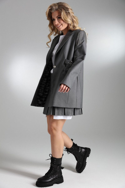 Комбинированный серый костюм из текстильных материалов LM СК6008 - фото 9