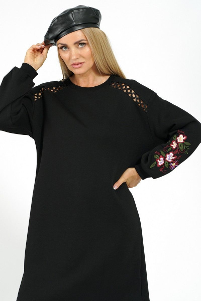 Повседневное платье из трикотажа и хлопка с вышивкой рукавов Alani Collection 1990 - фото 5