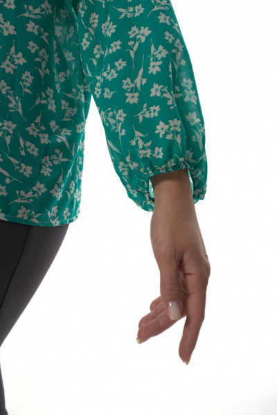 Рубашка прямого силуэта из легкой ткани с воротником стойка Abbi 4009 зеленый - фото 11