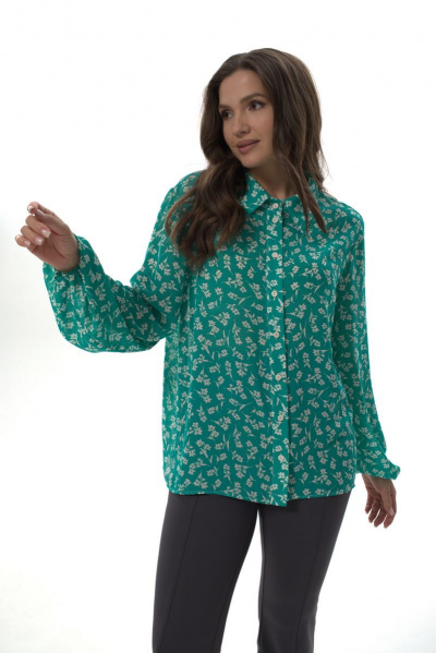 Рубашка прямого силуэта из легкой ткани с воротником стойка Abbi 4009 зеленый - фото 1