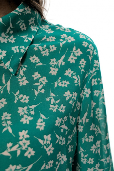 Рубашка прямого силуэта из легкой ткани с воротником стойка Abbi 4009 зеленый - фото 7